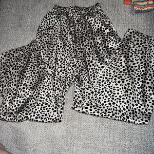 satin cheetah pants